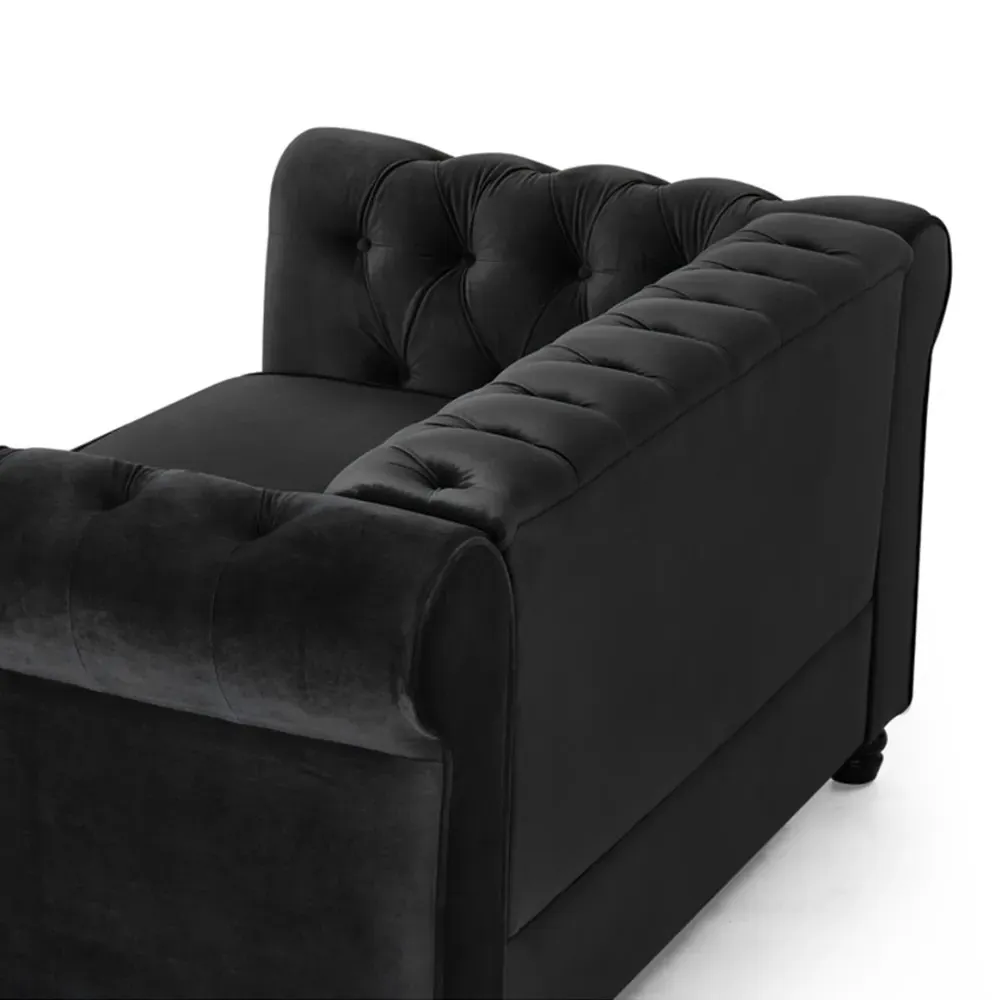 Chesterfield 2-Seater Studded Sofa - Black, Velvet