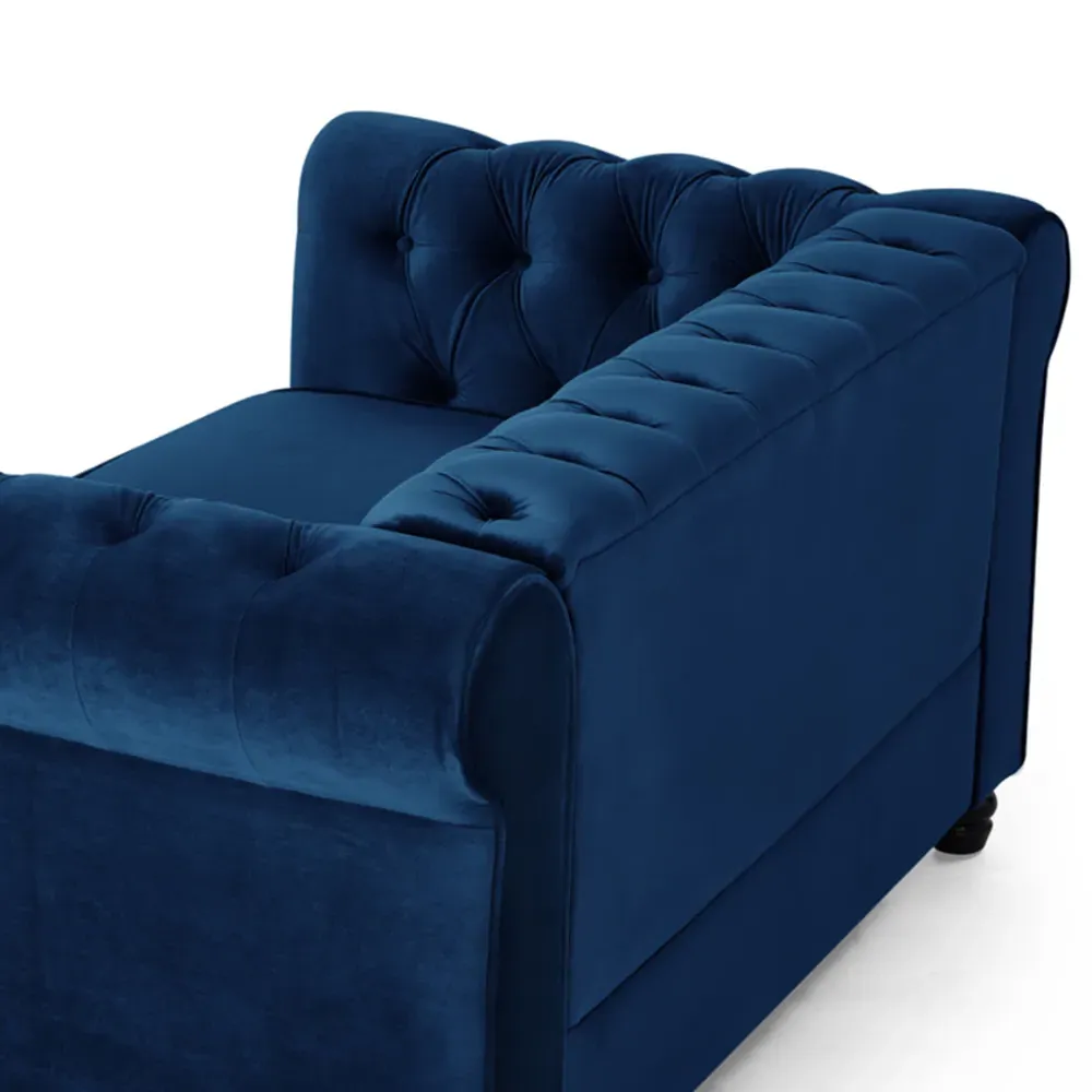 Chesterfield 2-Seater Studded Sofa - Blue, Velvet