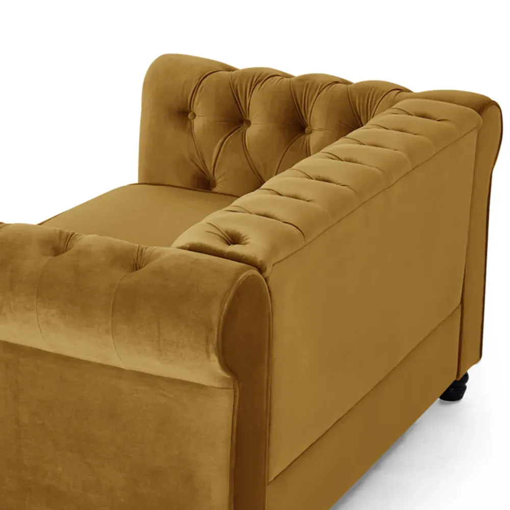 Chesterfield 2-Seater Studded Sofa - Gold, Velvet
