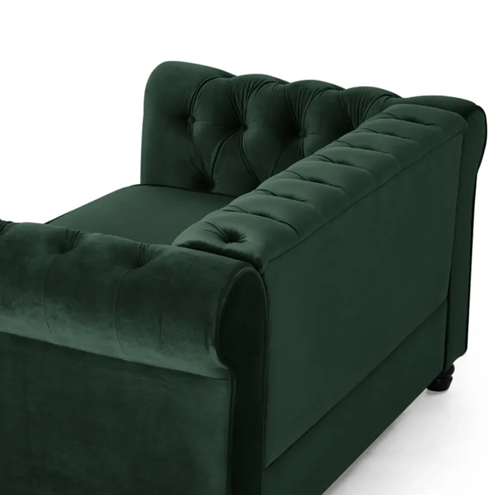 Chesterfield 2-Seater Studded Sofa - Green, Velvet