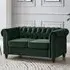 Chesterfield 2-Seater Studded Sofa - Green, Velvet
