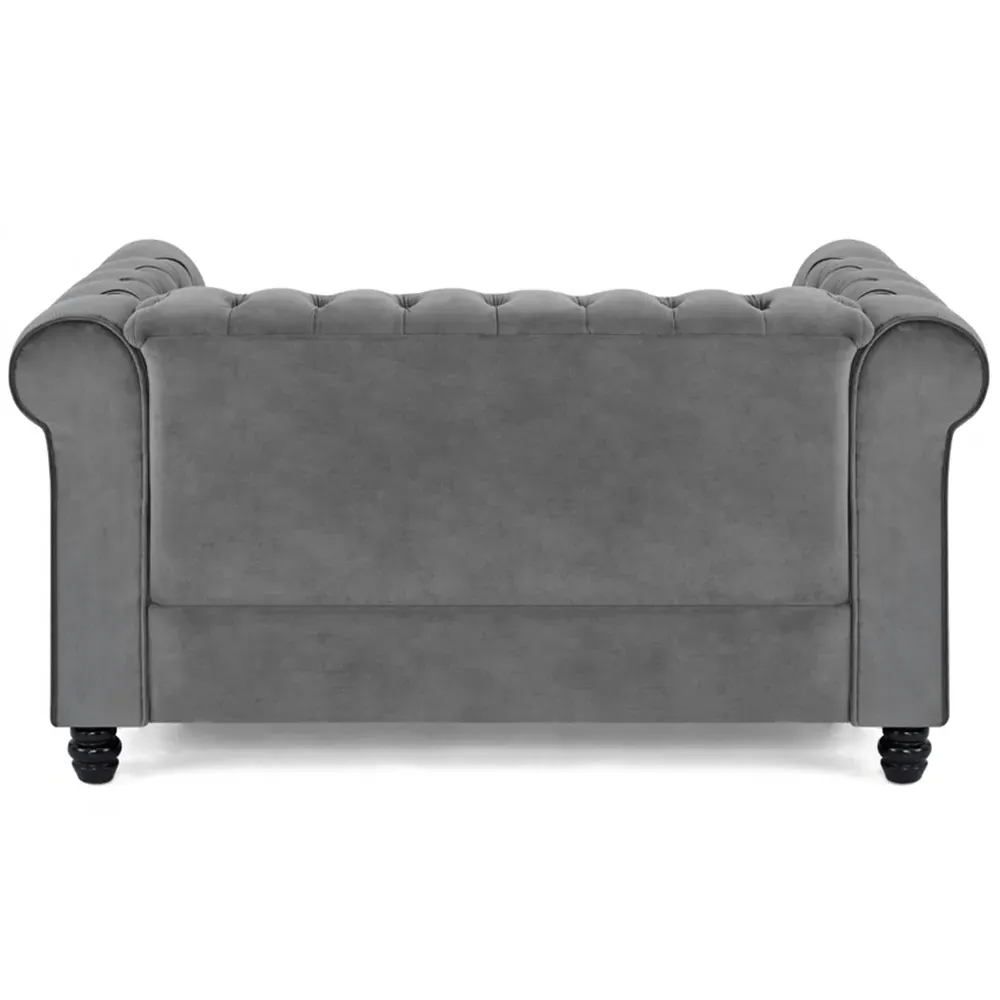 Chesterfield 2-Seater Studded Sofa - Grey, Velvet
