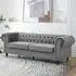 Chesterfield 3-Seater Pleat Sofa - Grey, Velvet
