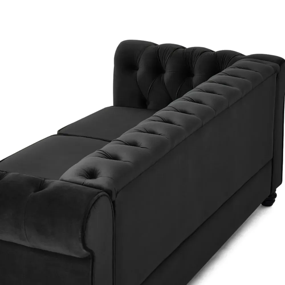 Chesterfield 3-Seater Studded Sofa - Black, Velvet