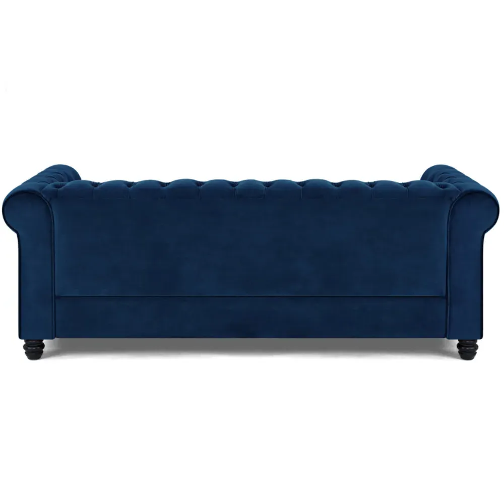 Chesterfield 3-Seater Studded Sofa - Blue, Velvet