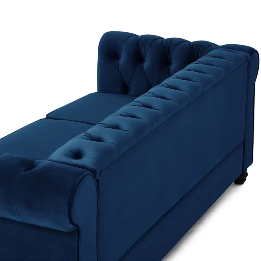 Chesterfield 3-Seater Studded Sofa - Blue, Velvet