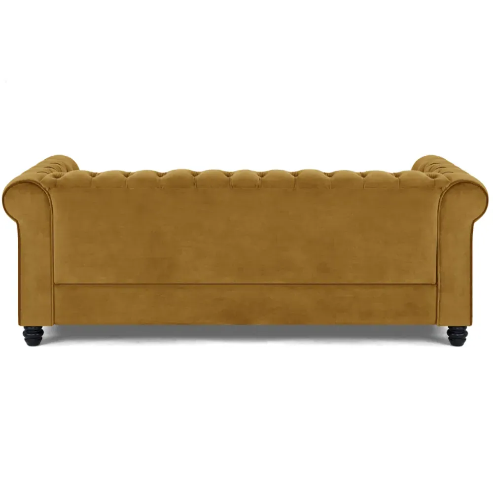 Chesterfield 3-Seater Studded Sofa - Gold, Velvet