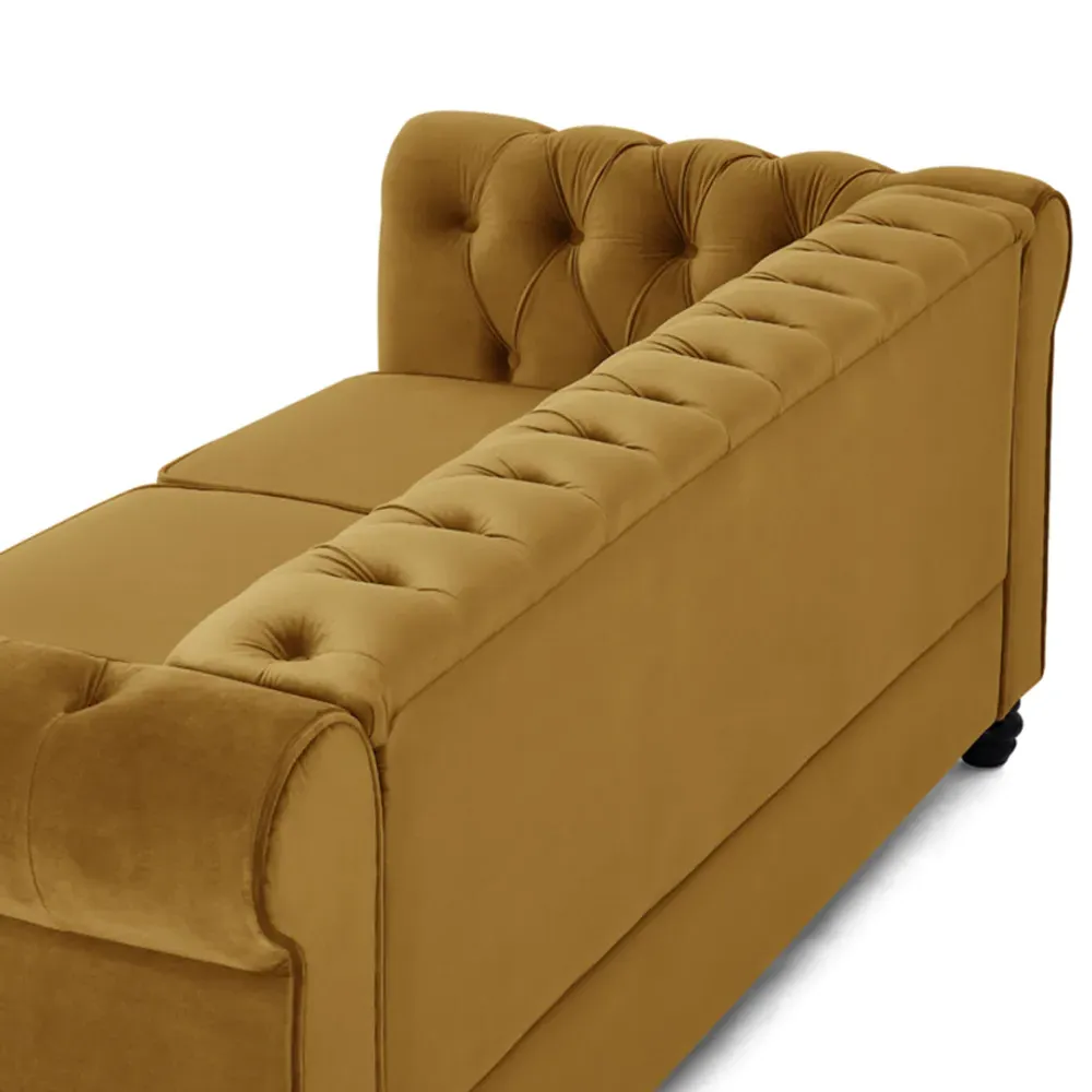 Chesterfield 3-Seater Studded Sofa - Gold, Velvet