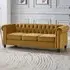 Chesterfield 3-Seater Studded Sofa - Gold, Velvet