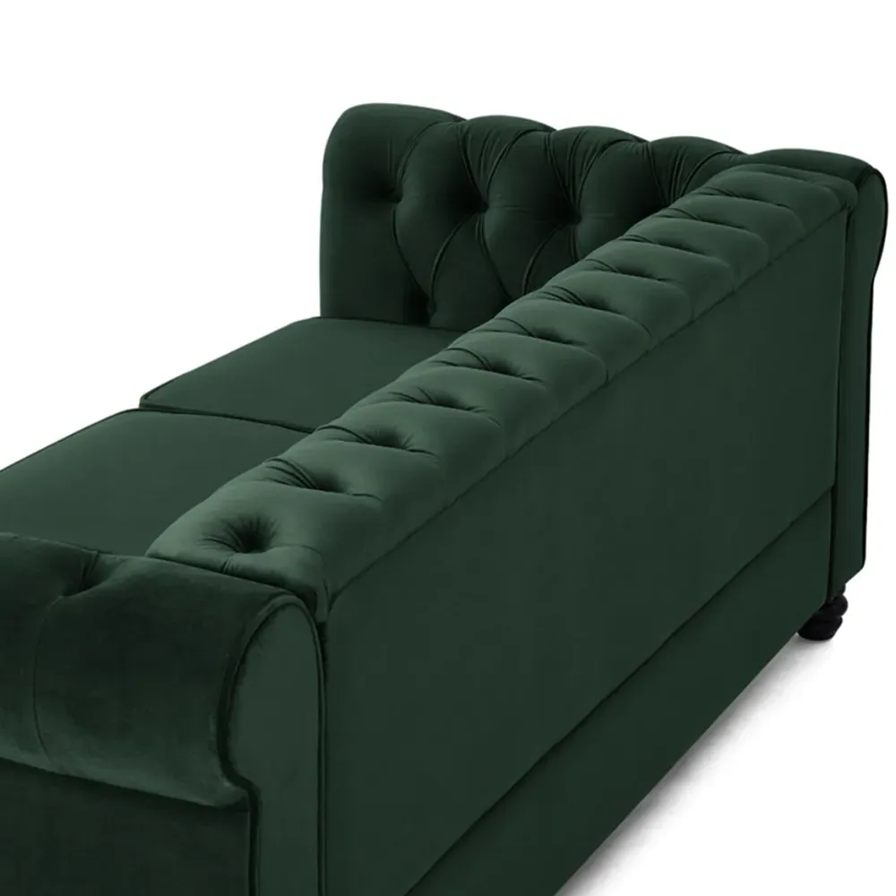 Chesterfield 3-Seater Studded Sofa - Green, Velvet