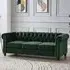 Chesterfield 3-Seater Studded Sofa - Green, Velvet