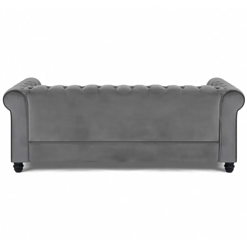Chesterfield 3-Seater Studded Sofa - Grey, Velvet