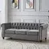 Chesterfield 3-Seater Studded Sofa - Grey, Velvet