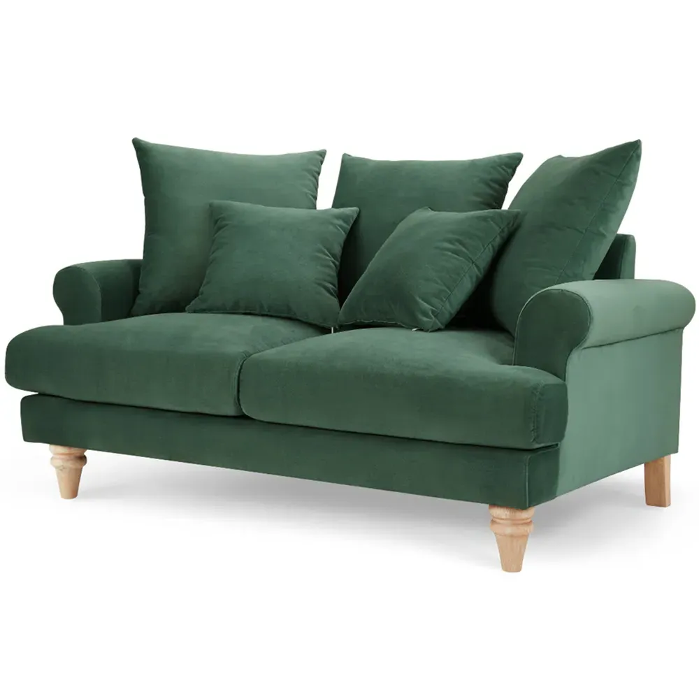 Churchill 2-Seater Sofa - Green, Velvet