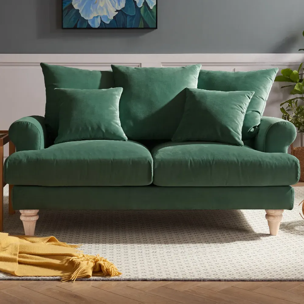 Churchill 2-Seater Sofa - Green, Velvet image