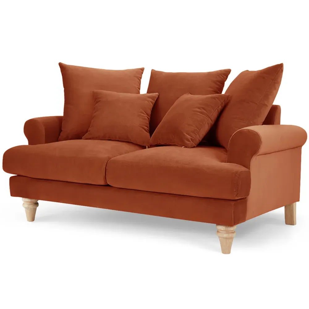 Churchill 2-Seater Sofa - Orange, Velvet