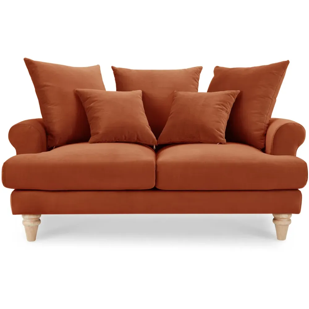 Churchill 2-Seater Sofa - Orange, Velvet