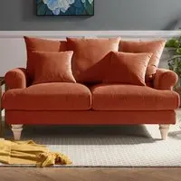 Churchill 2-Seater Sofa - Orange, Velvet