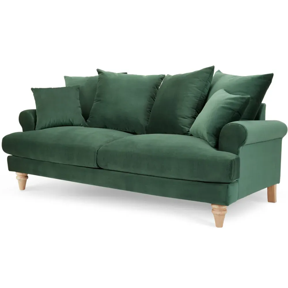 Churchill 3-Seater Sofa - Green, Velvet