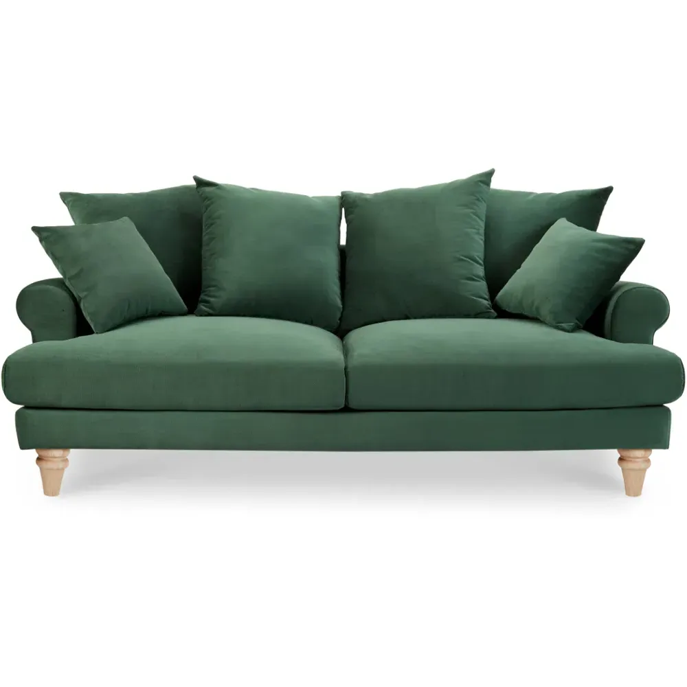 Churchill 3-Seater Sofa - Green, Velvet