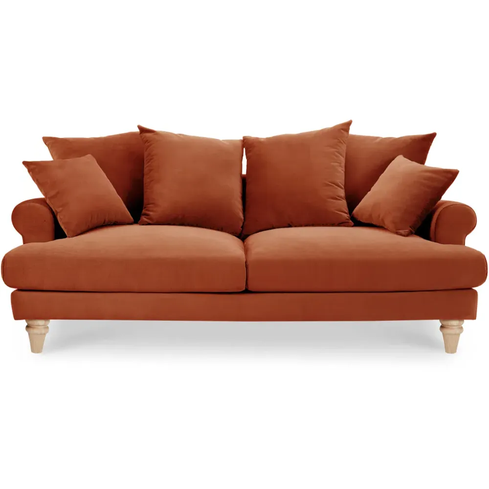 Churchill 3-Seater Sofa - Orange, Velvet