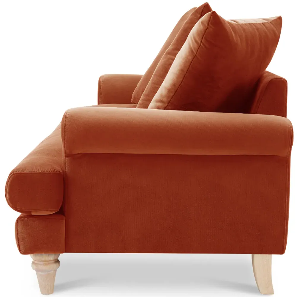 Churchill 3-Seater Sofa - Orange, Velvet