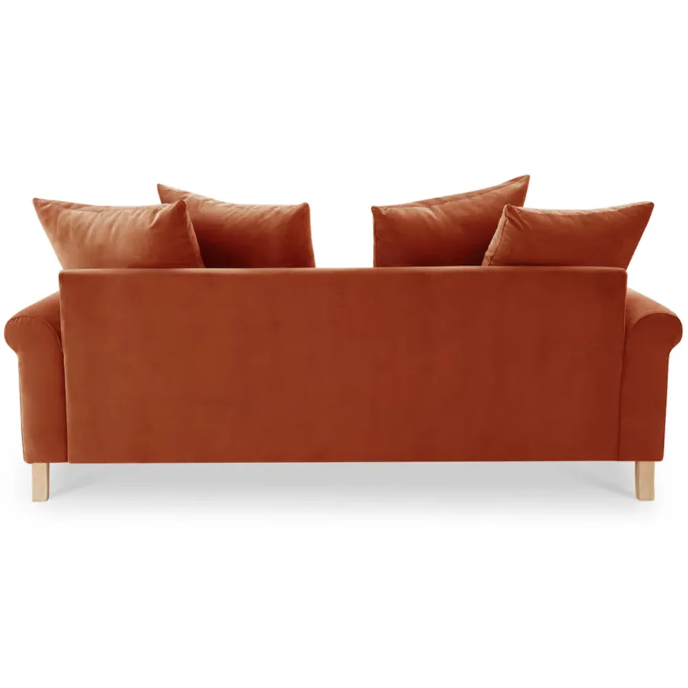 Churchill 3-Seater Sofa - Orange, Velvet