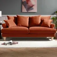 Churchill 3-Seater Sofa - Orange, Velvet