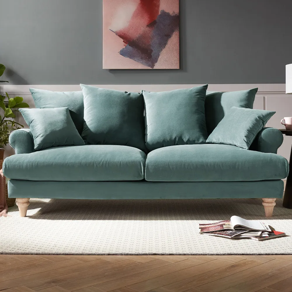Churchill 3-Seater Sofa - Teal, Velvet