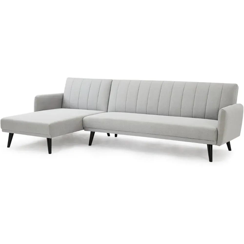 Clinton L-Shaped Sleeper Sofa Bed with Chaise - Light Grey