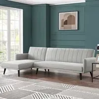 Clinton L-Shaped Sleeper Sofa Bed with Chaise - Light Grey