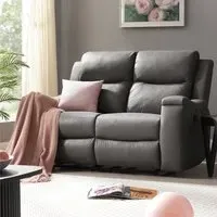 Collins 2-Seater Manual Recliner Sofa - Grey, Air Leather
