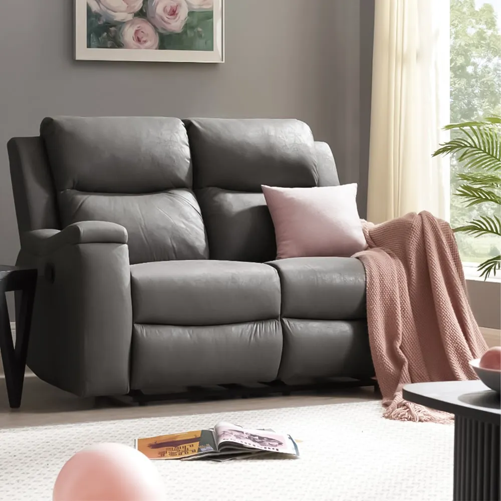 Collins 2-Seater Manual Recliner Sofa - Grey, Air Leather