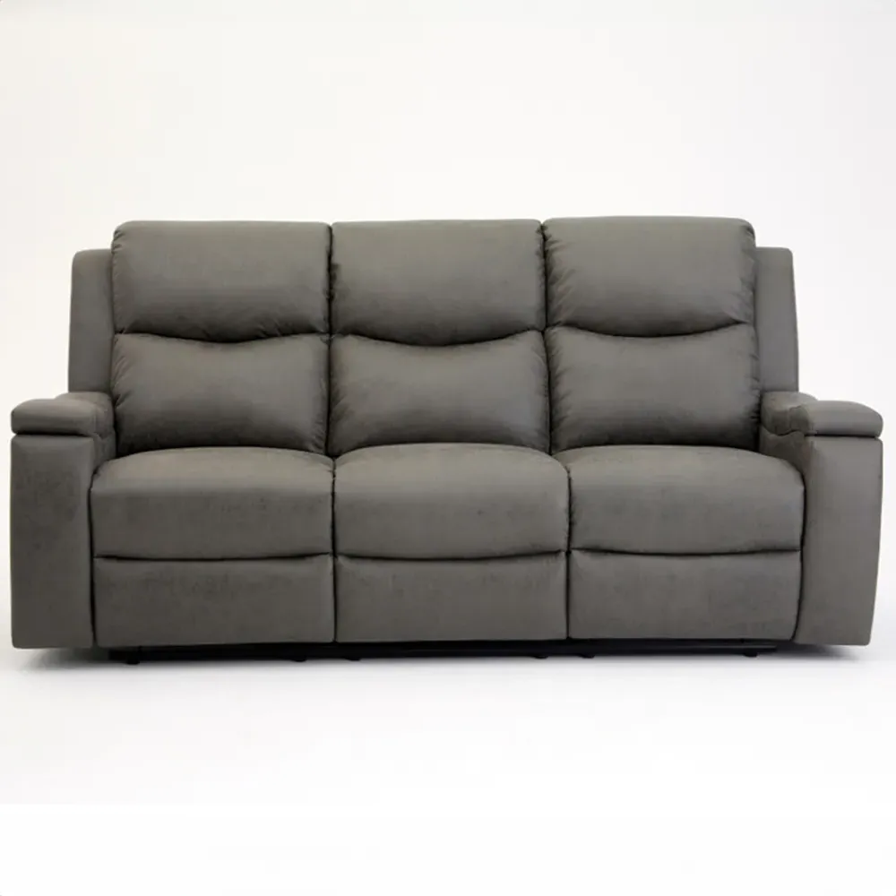 Collins 3-Seater Manual Recliner Sofa - Grey, Air Leather