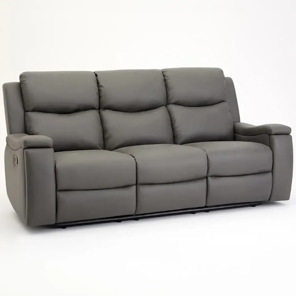 Collins 3-Seater Manual Recliner Sofa - Grey, Air Leather