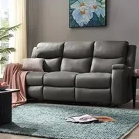 Collins 3-Seater Manual Recliner Sofa - Grey, Air Leather