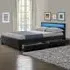 Comet Double Bed Frame with LED - Black, Faux Leather