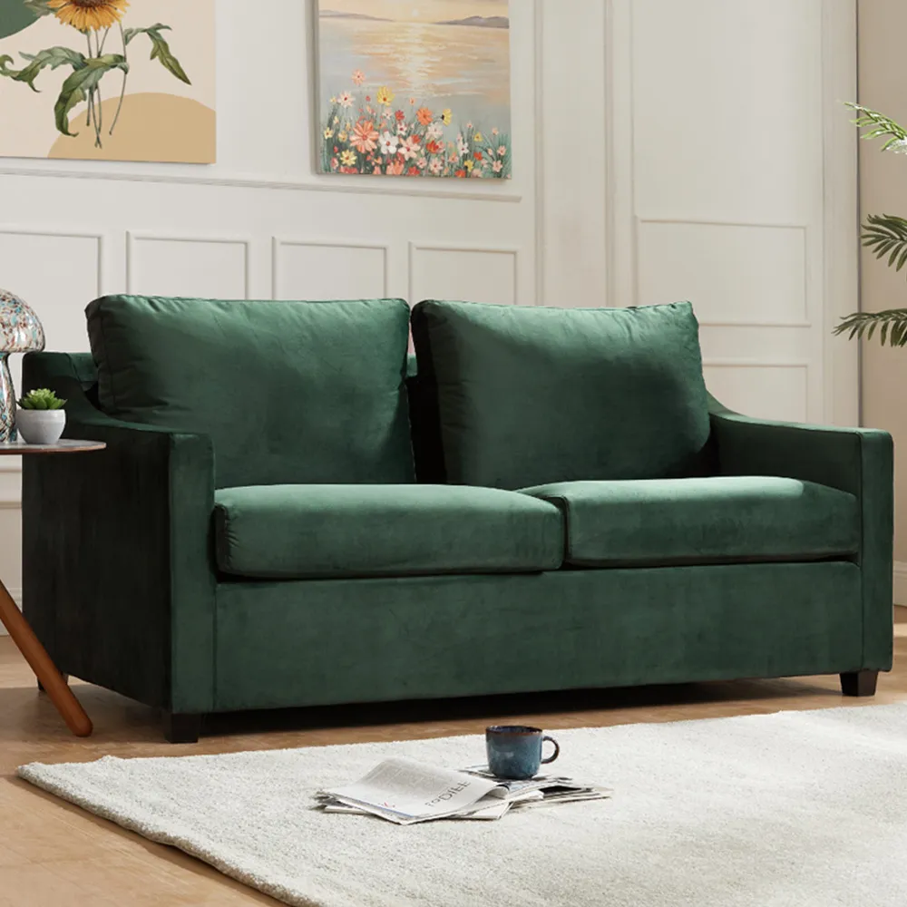 Cooper Small Double Sleeper Sofa Bed - Green, Velvet image