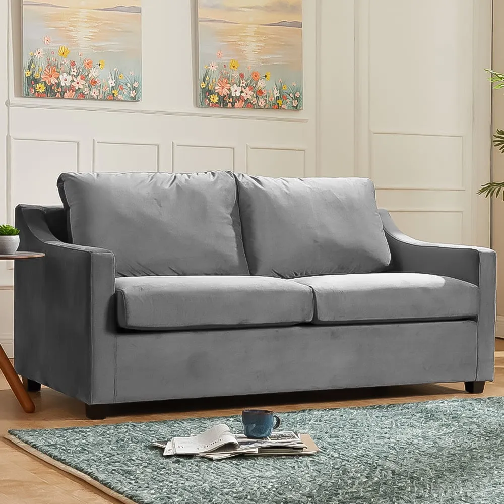 Cooper Small Double Sleeper Sofa Bed - Grey, Velvet