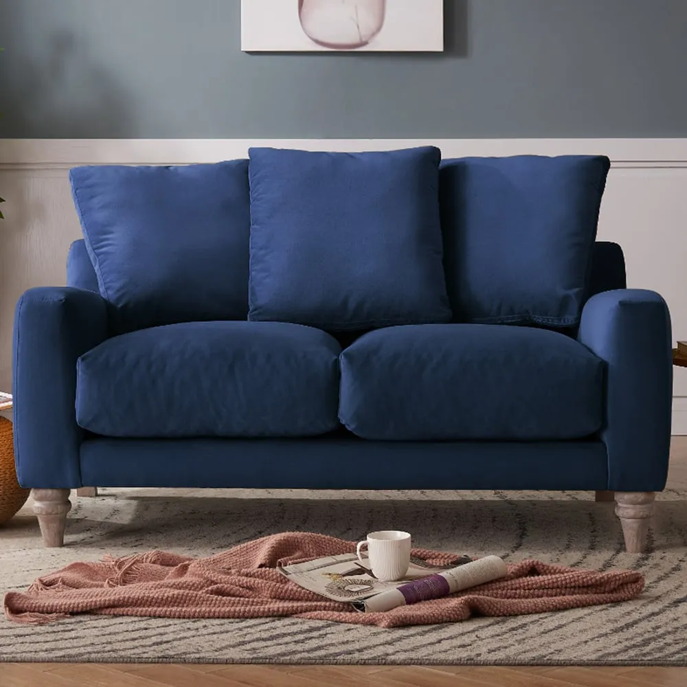 Covent 2-Seater Sofa - Blue, Velvet image
