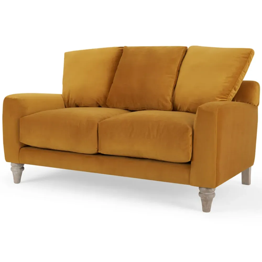Covent 2-Seater Sofa - Mustard Gold, Velvet
