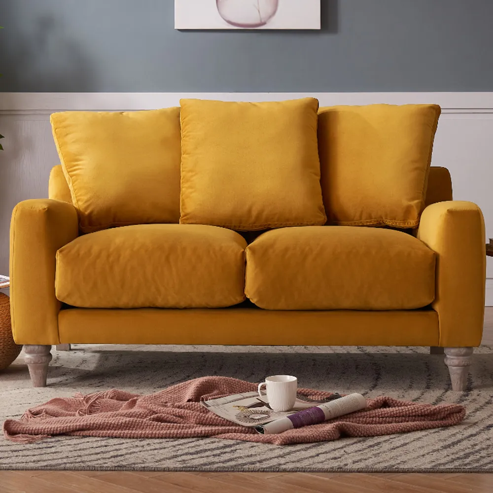 Covent 2-Seater Sofa - Mustard Gold, Velvet