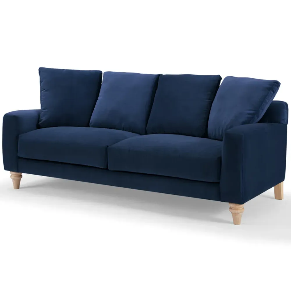 Covent 3-Seater Sofa - Blue, Velvet