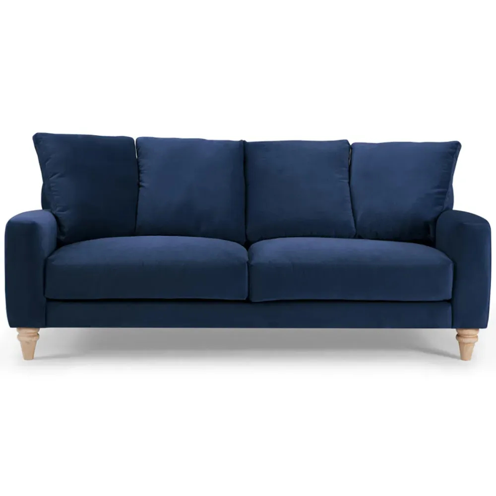 Covent 3-Seater Sofa - Blue, Velvet