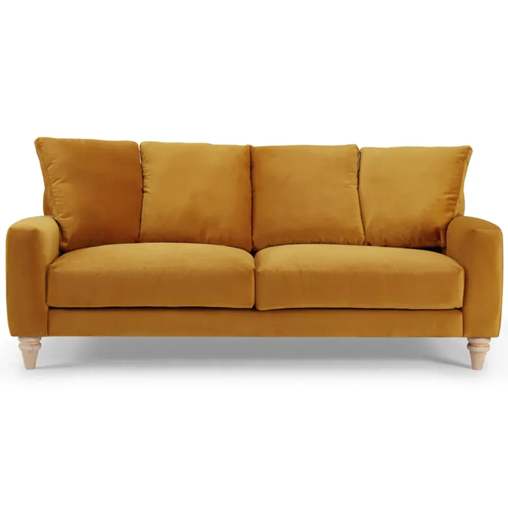 Covent 3-Seater Sofa - Gold, Velvet