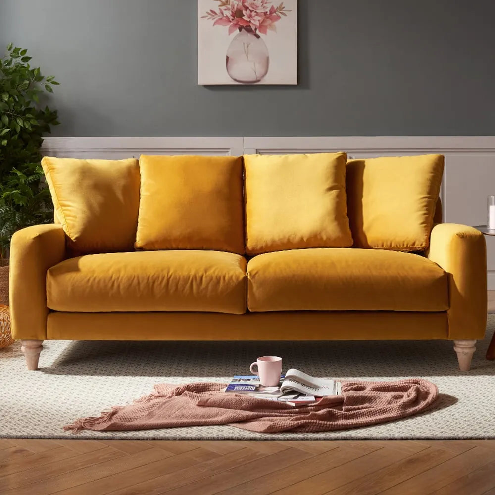 Covent 3-Seater Sofa - Gold, Velvet