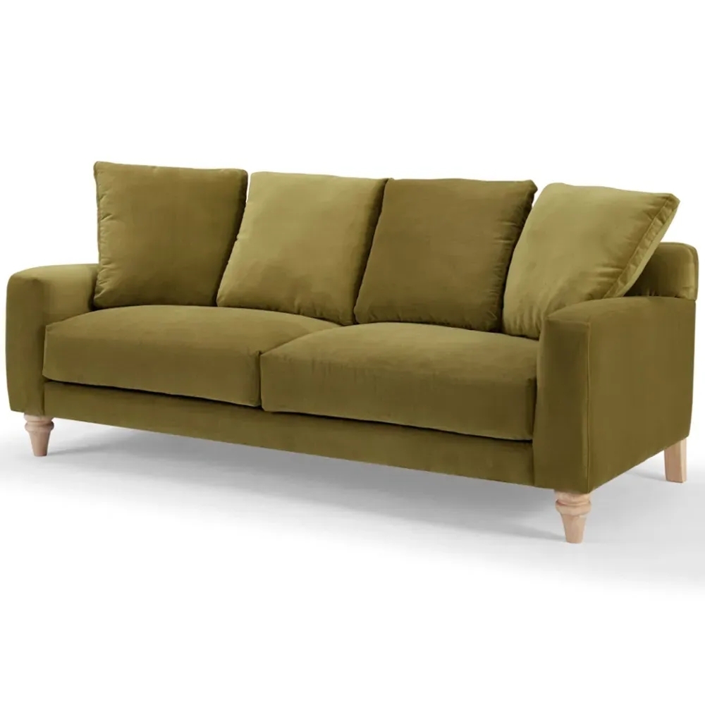 Covent 3-Seater Sofa - Green, Velvet