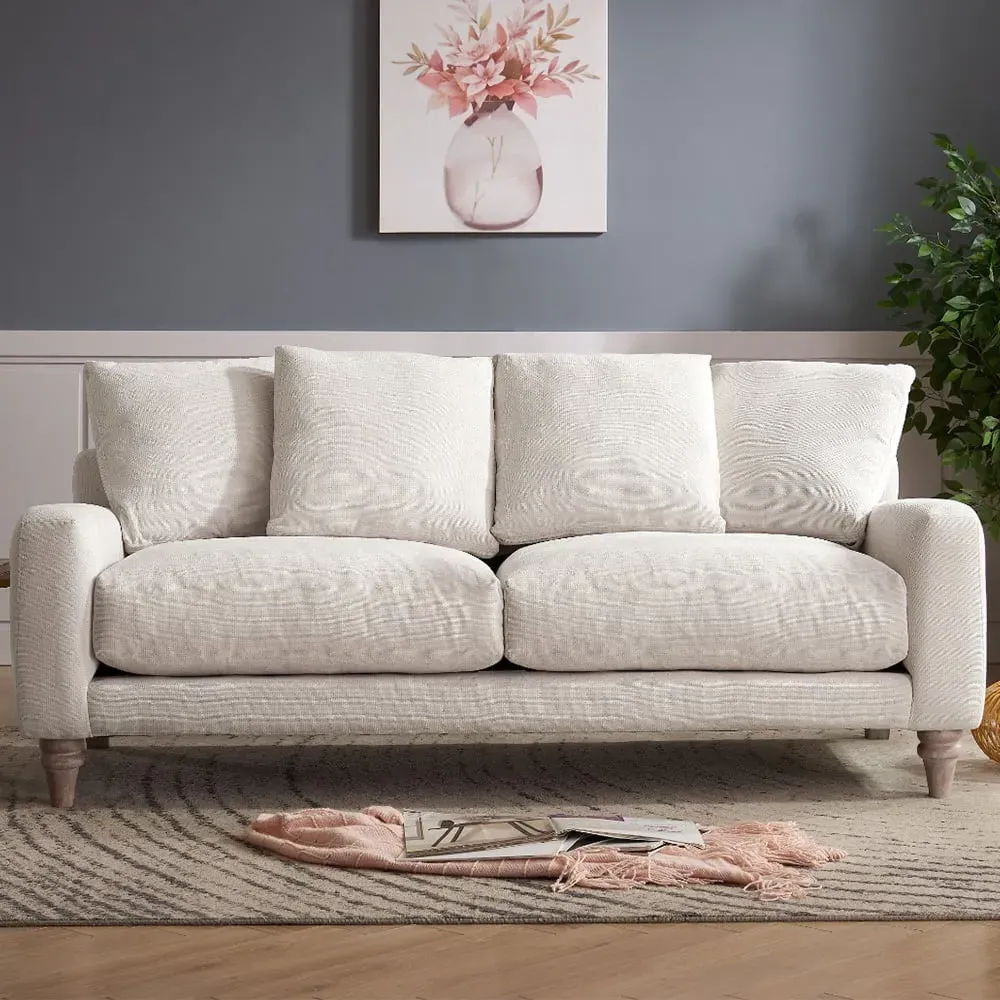 Covent 3-Seater Sofa - Ivory, Linen Velvet