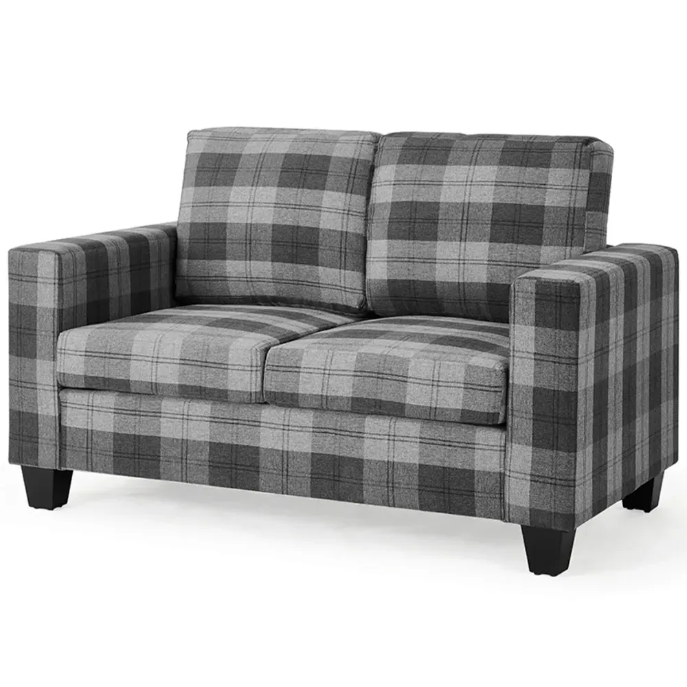 Dakota 2-Seater Sofa - Grey, Tartan Fabric