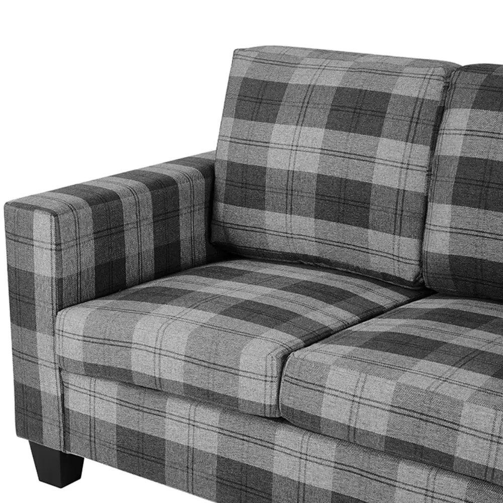 Dakota 2-Seater Sofa - Grey, Tartan Fabric